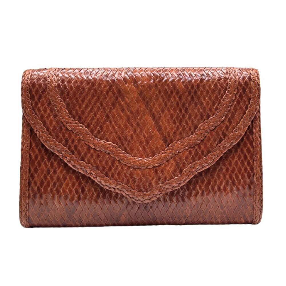 Yves Saint Laurent Vintage Woven Braided Leather Clutch